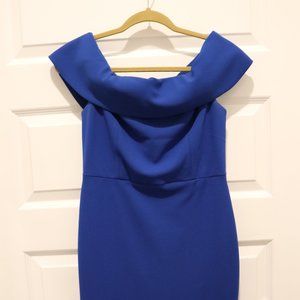NWOT 6 Blue Calvin Klein off the shoulder dress